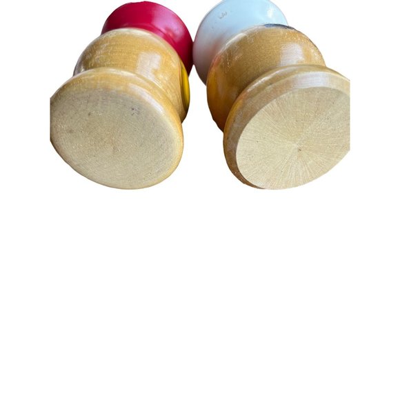 Vintage Salty Peppy chef woodel salt pepper shakers 3.25" tall MCM Hand Painted - Picture 4 of 5